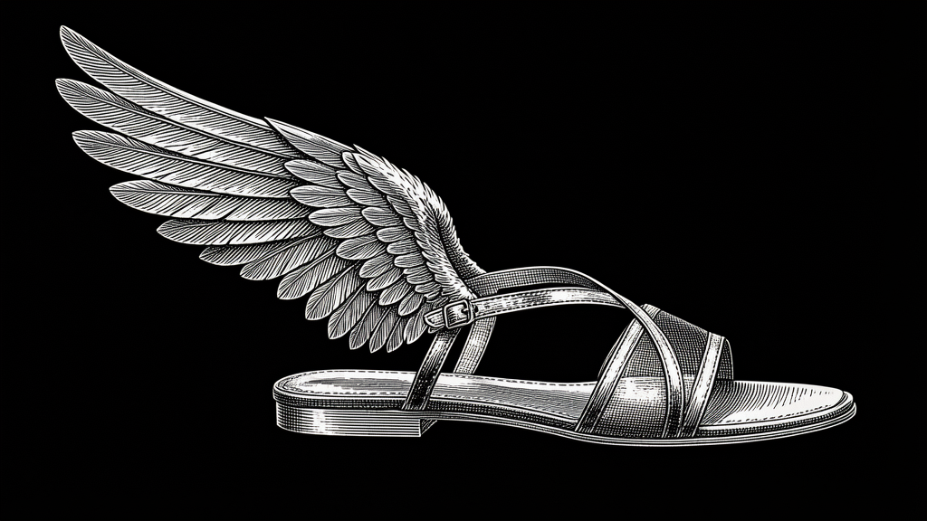 Engraving of the winged sandal of Hermes