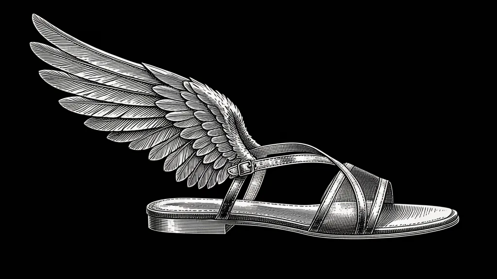 Engraving of the winged sandal of Hermes